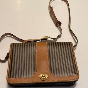 Fendi Brown and Black Striped Crossbody Bag